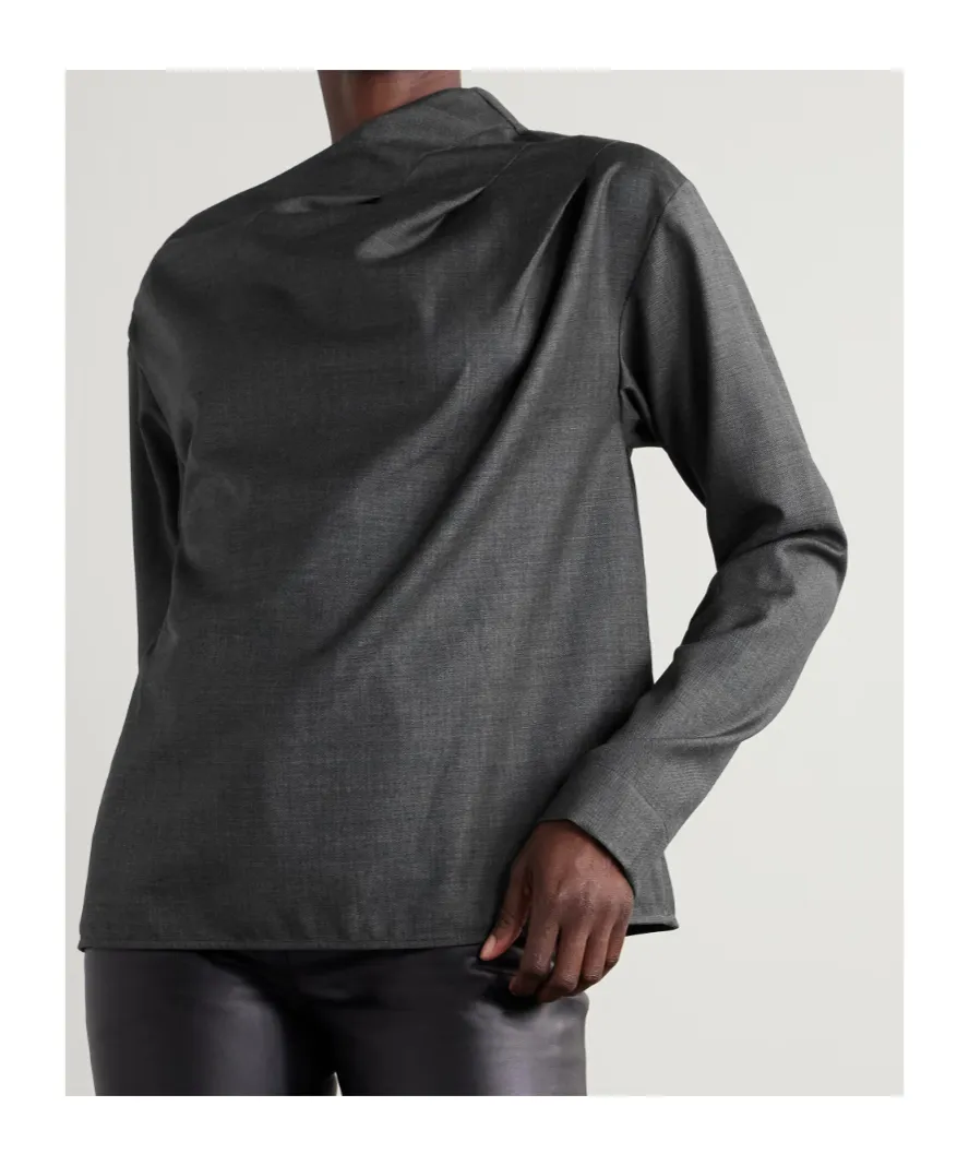 Mauris Asymmetric Pleated Draped Wool Top