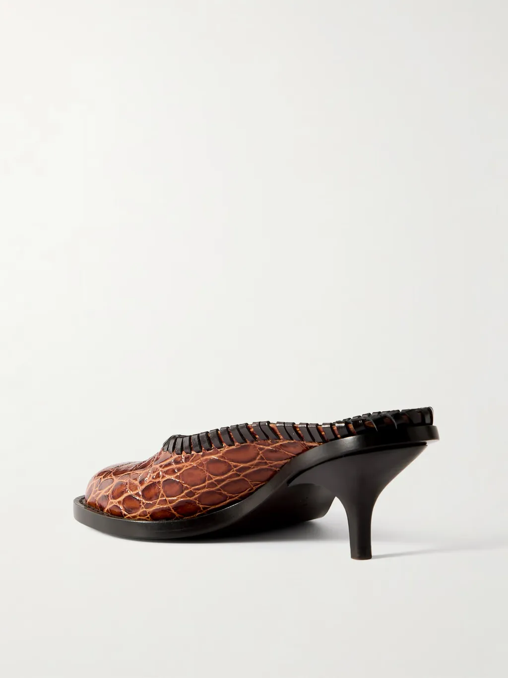 Croc-Effect Leather Mules