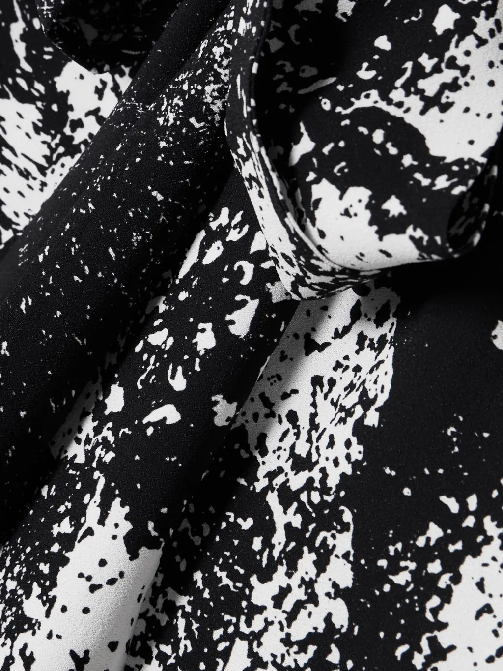 Tie-Neck Printed Crepe Top