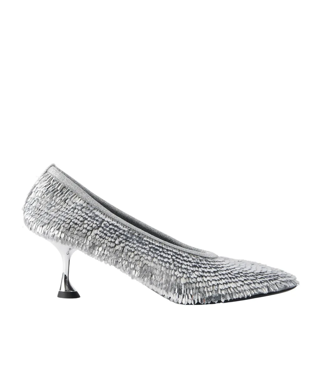 Tee Sequined Mesh Pumps