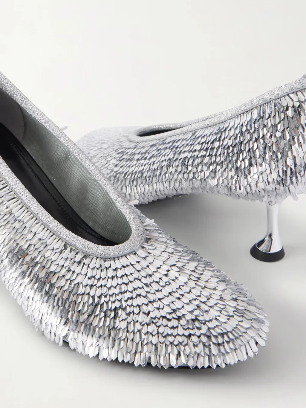 Tee Sequined Mesh Pumps