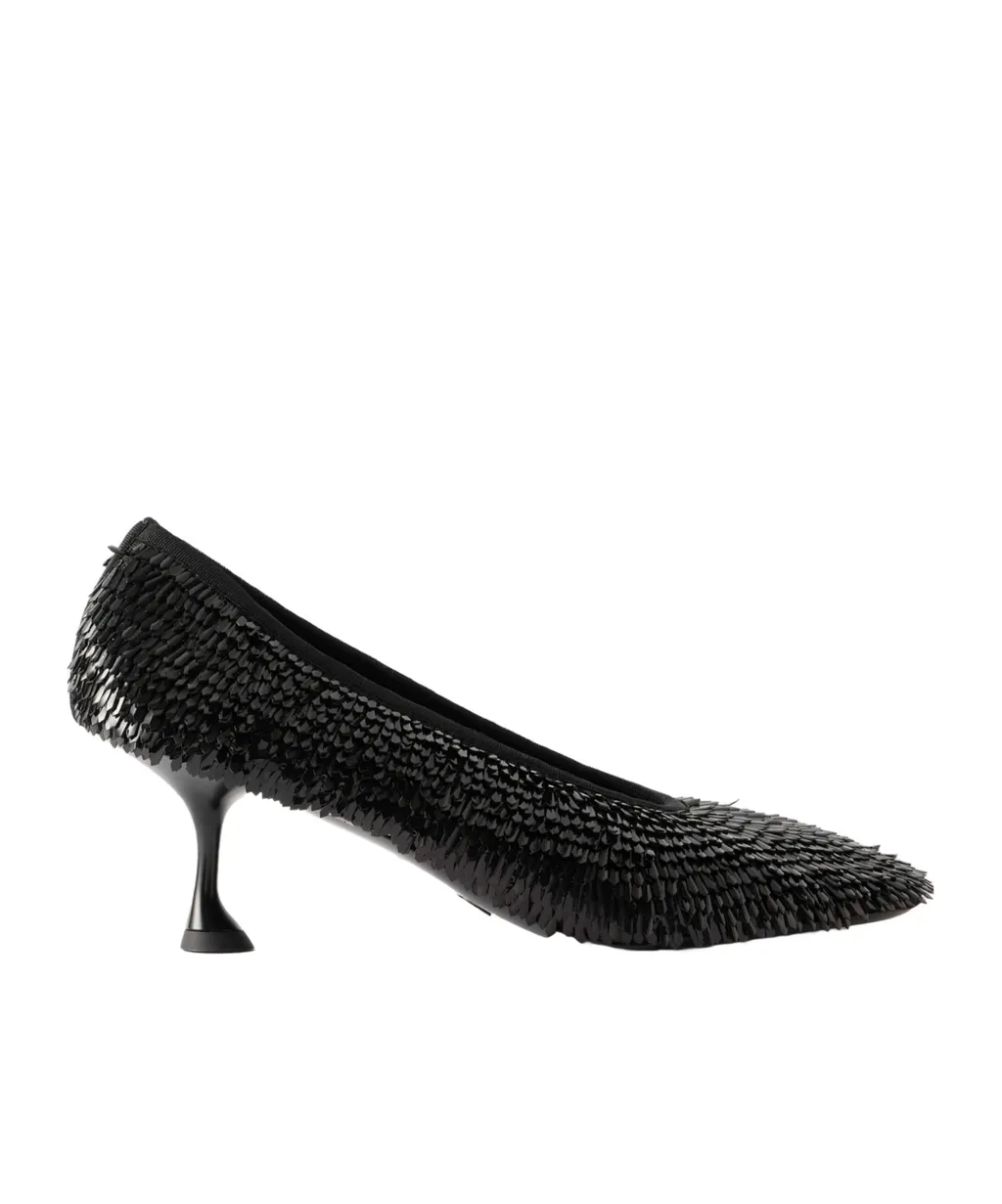 Tee Sequined Mesh Pumps