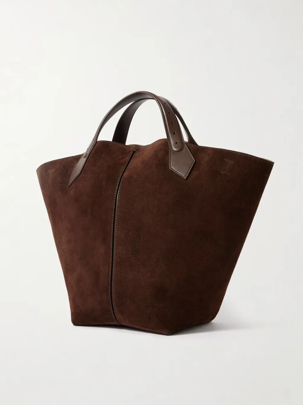 Large Leather-Trimmed Suede Shoulder Bag