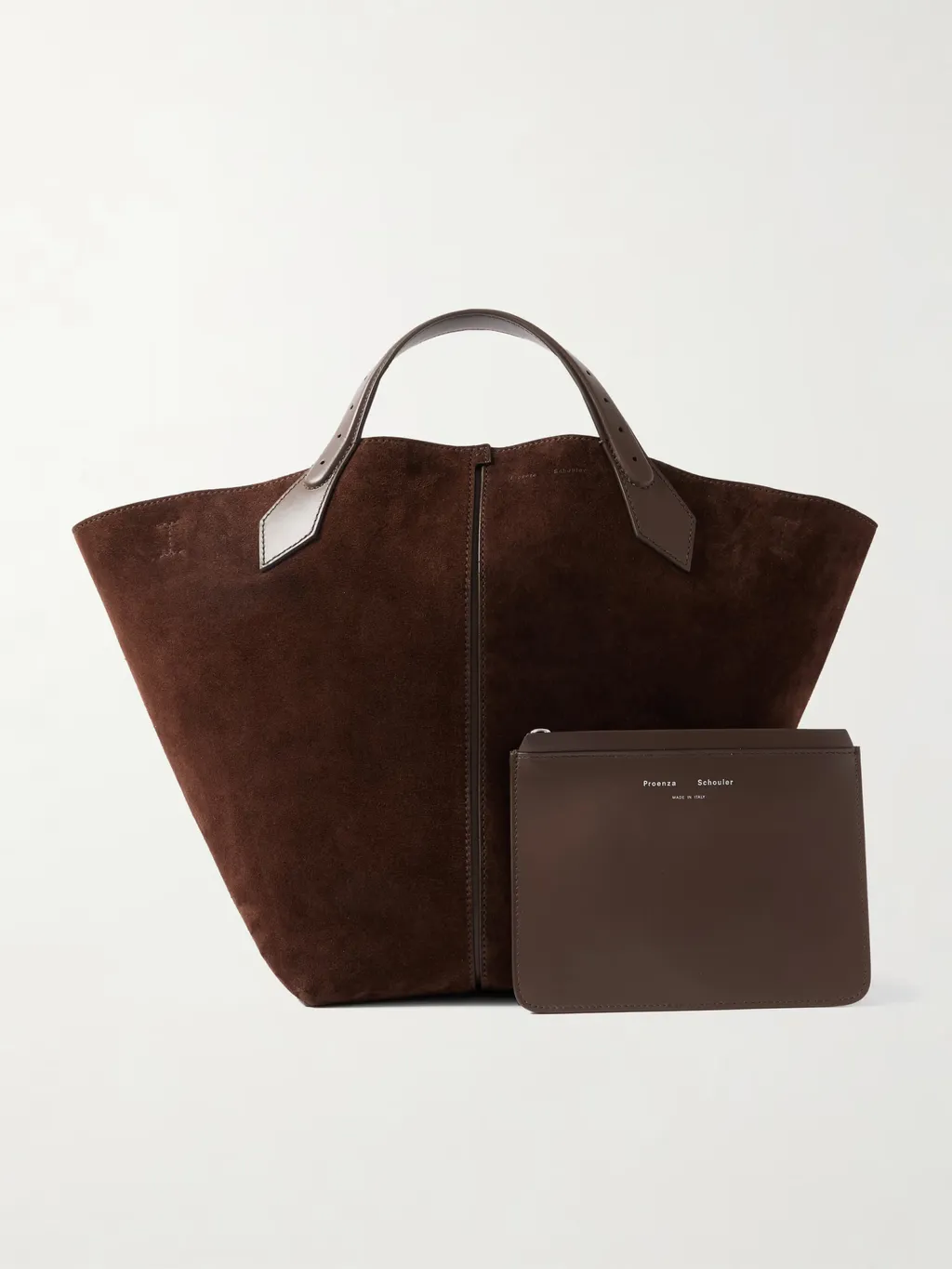 Large Leather-Trimmed Suede Shoulder Bag