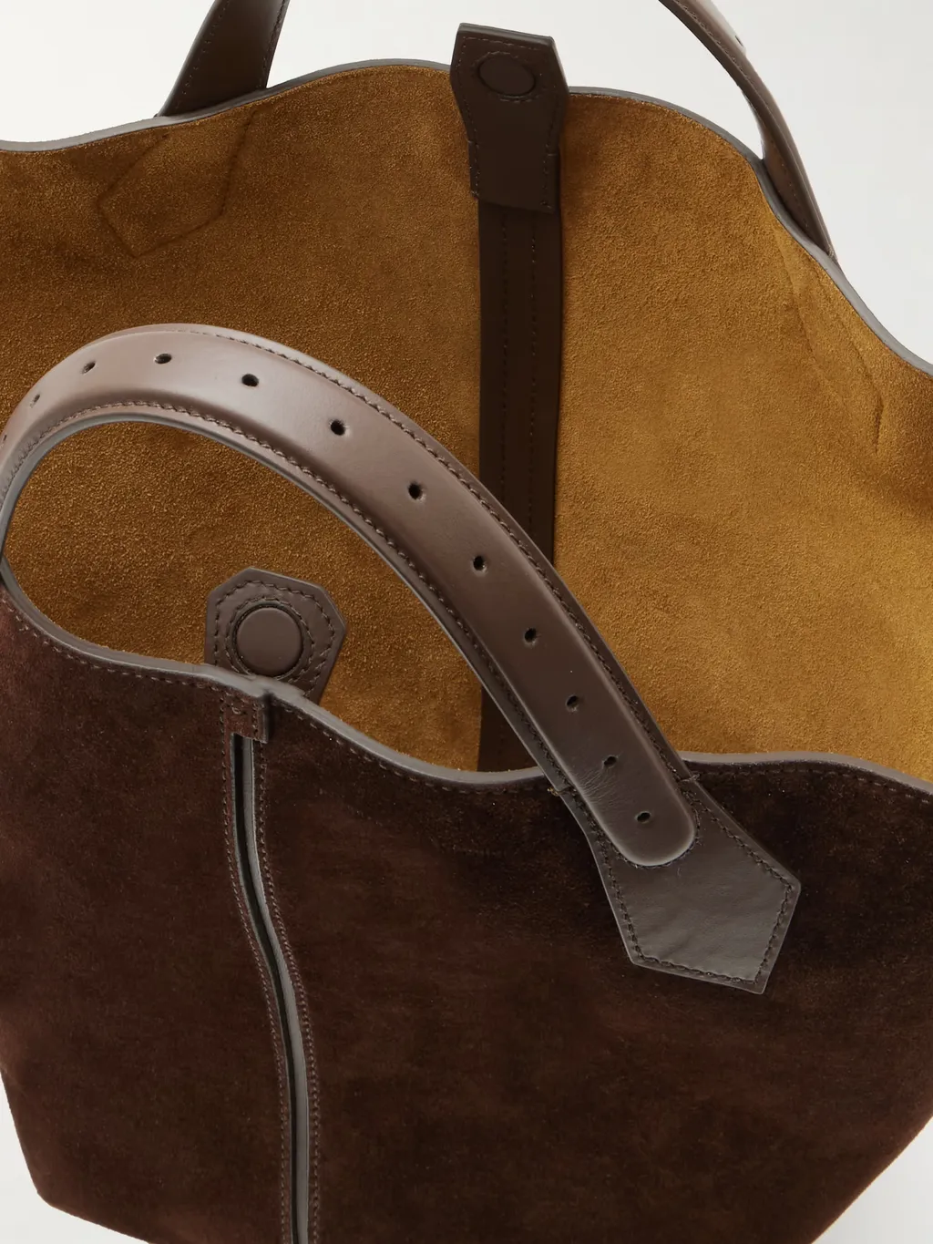 Large Leather-Trimmed Suede Shoulder Bag
