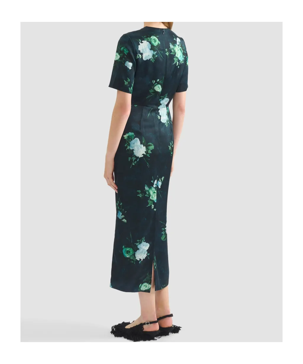 Rose-Print Short-Sleeve Dress