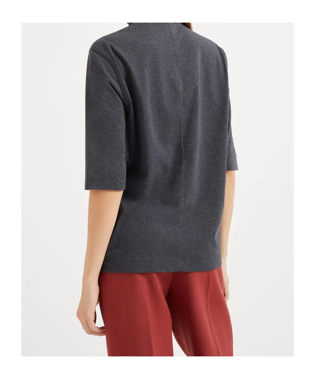 Stripe-Detail Cotton Top
