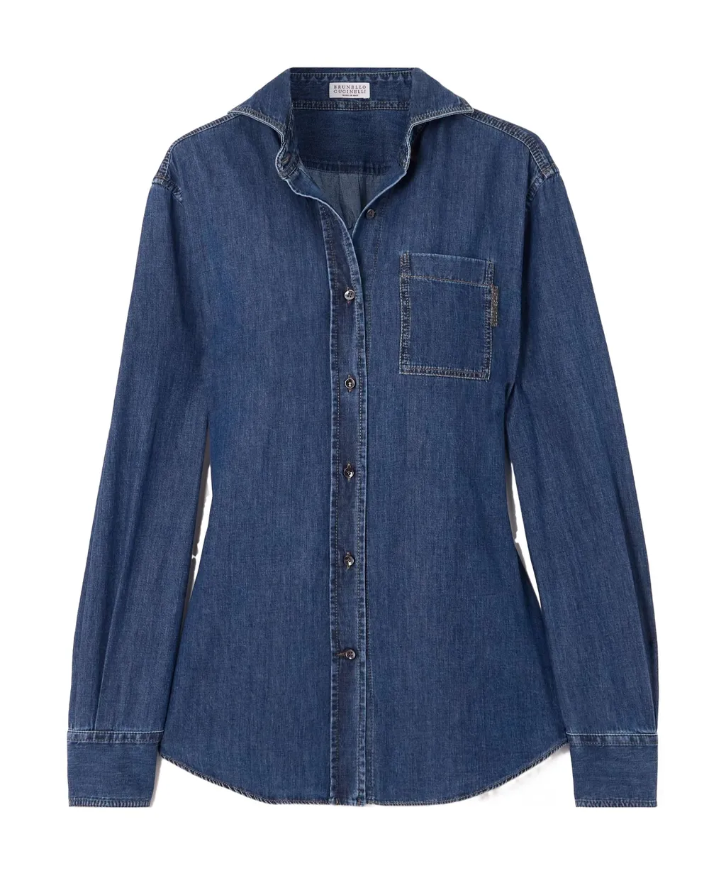 Monili Bead-Embellished Denim Shirt