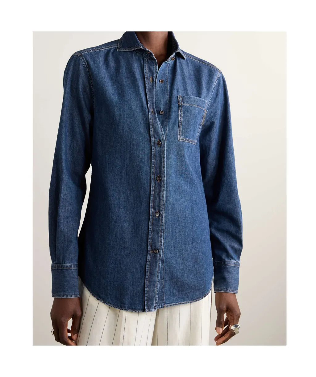 Monili Bead-Embellished Denim Shirt