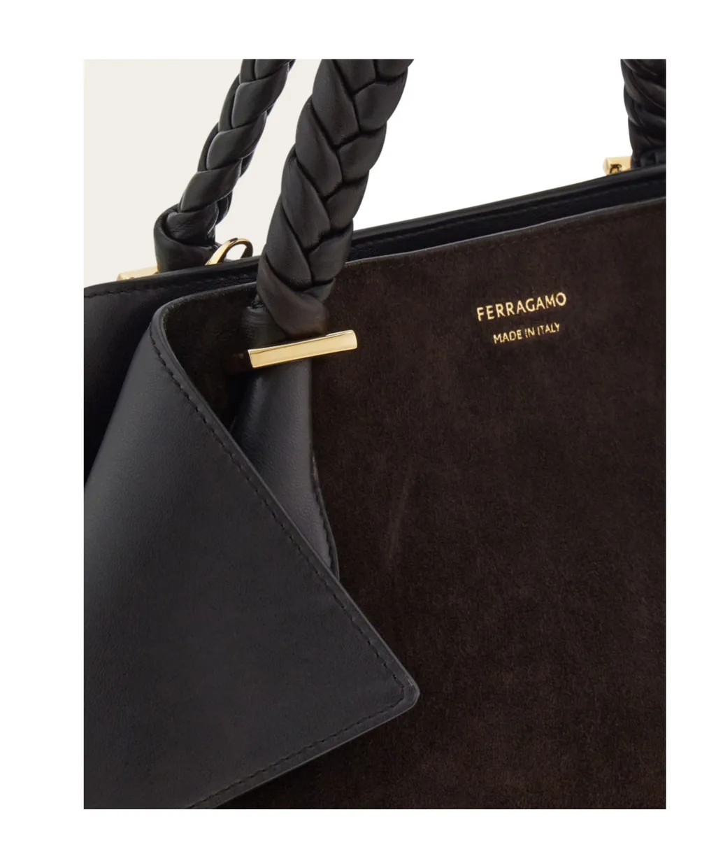Ferragamo Medium Logo Printed Braided Strap Tote Bag