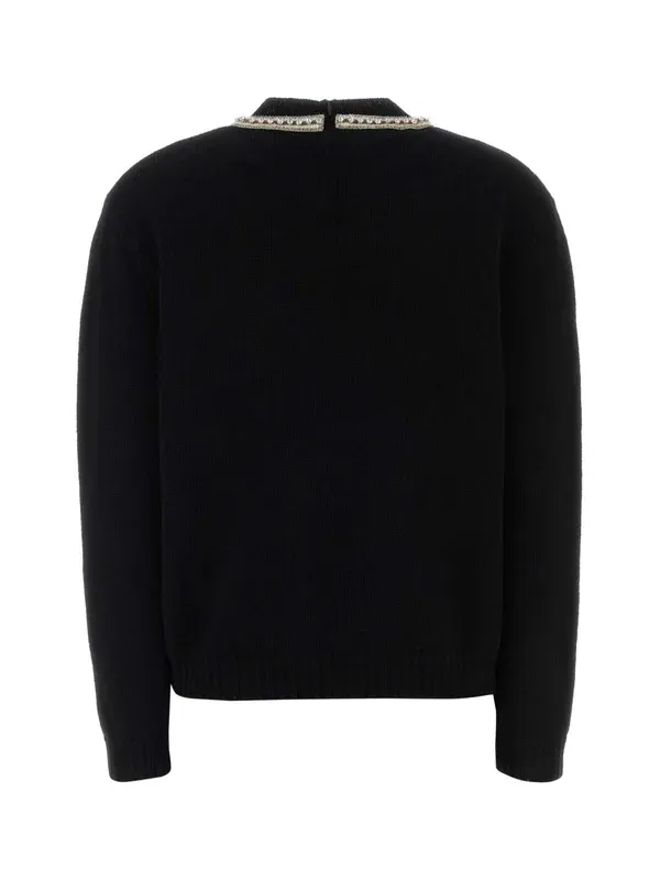 Valentino Bow Embellished V-Neck Jumper