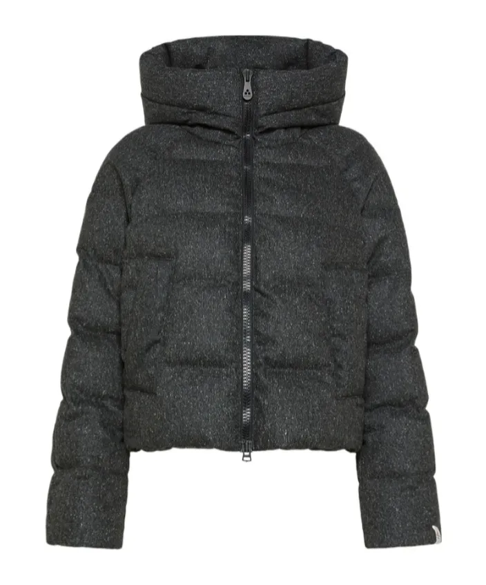 Short Wool Twill Down Jacket