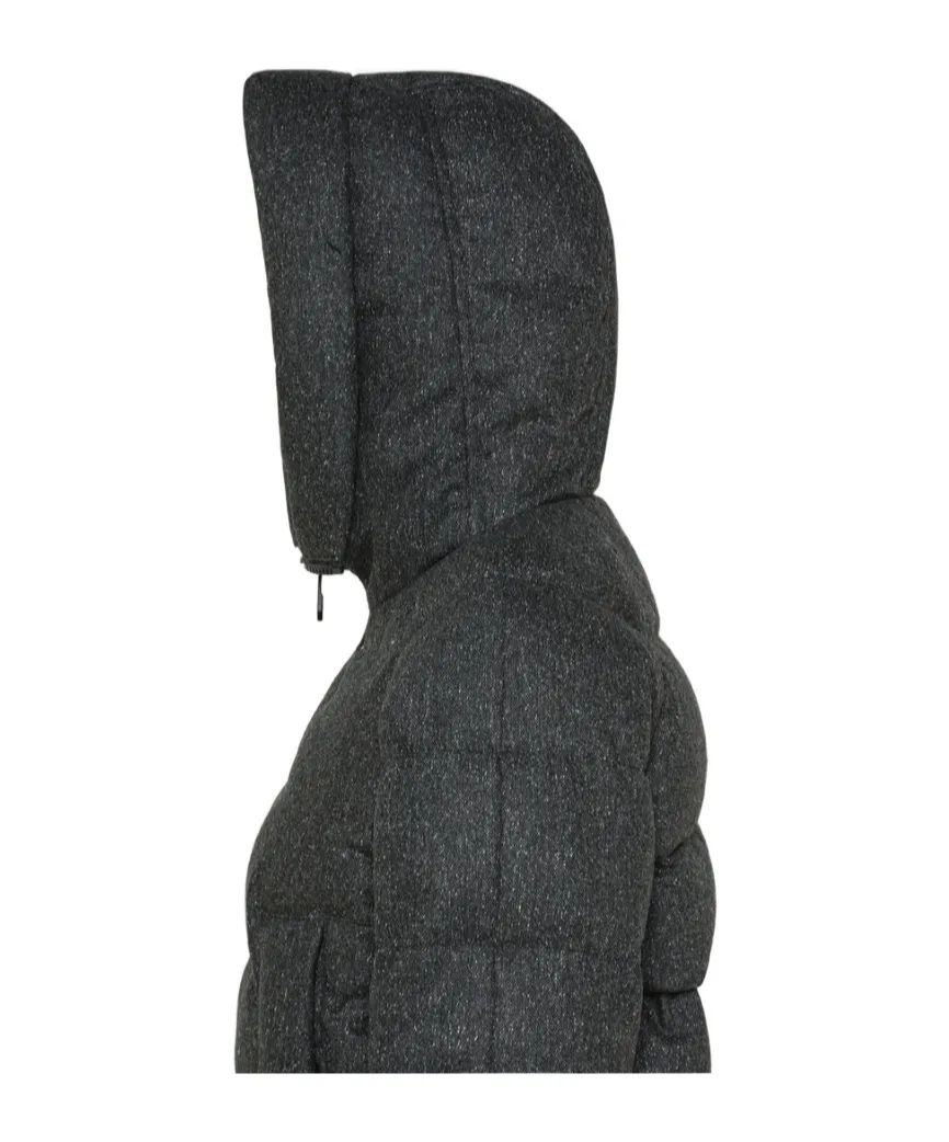 Short Wool Twill Down Jacket
