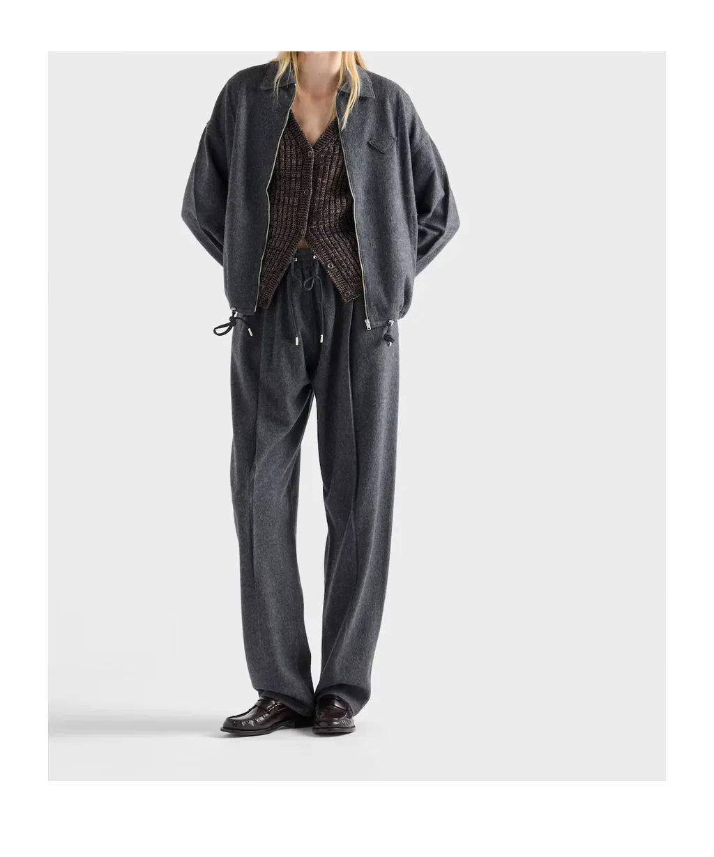 Prada Triangle-Patch Drawstring Pants