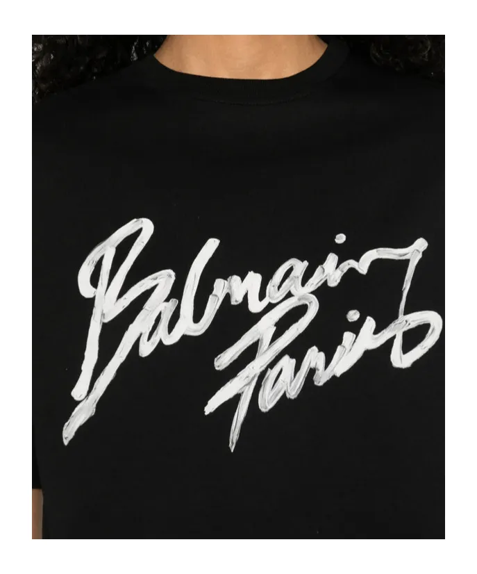 Balmain Graphic Printed Cropped T-Shirt
