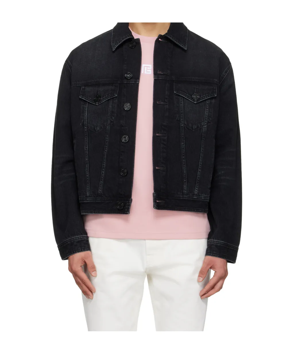 Balmain Collared Button-Up Denim Jacket