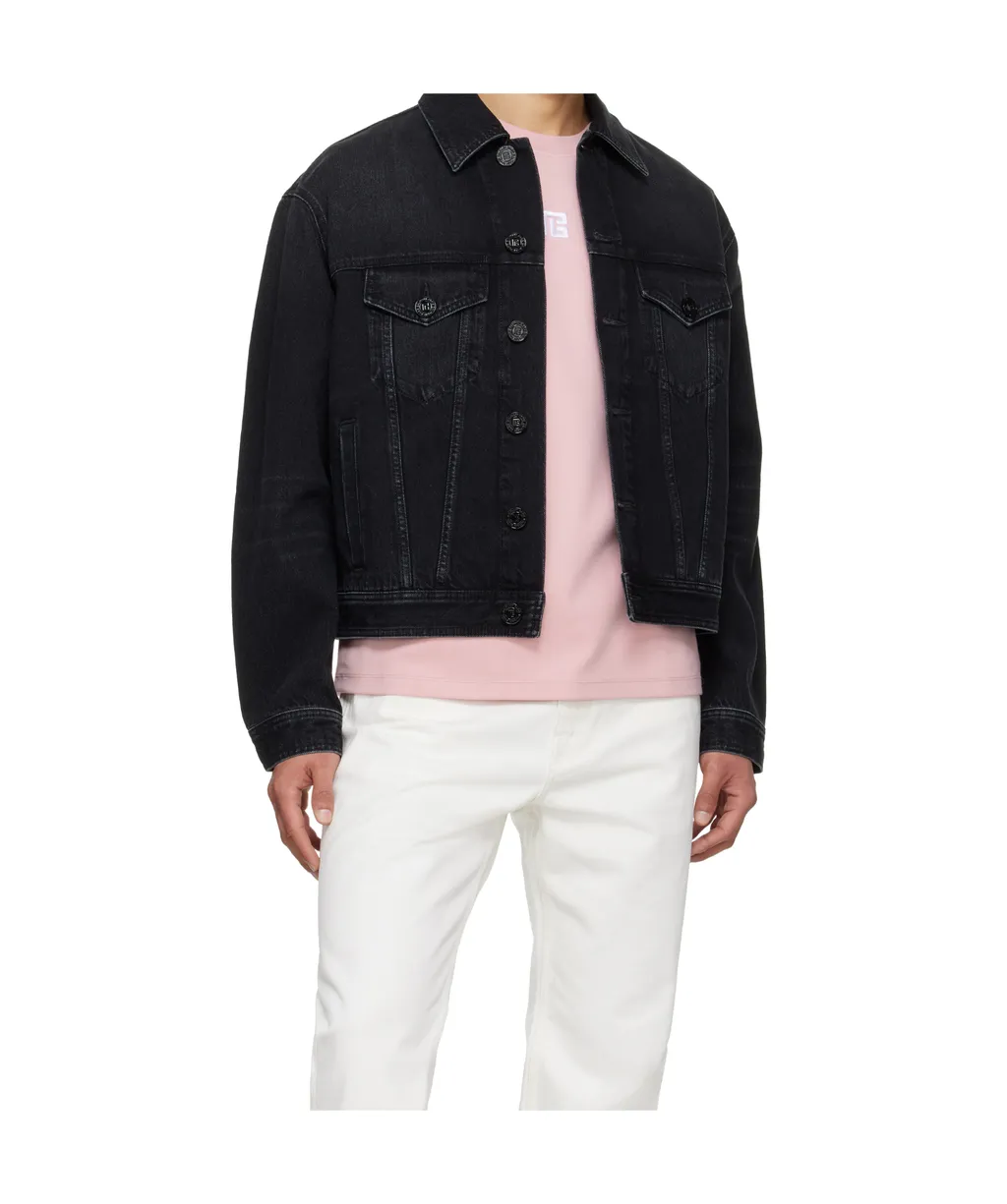 Balmain Collared Button-Up Denim Jacket