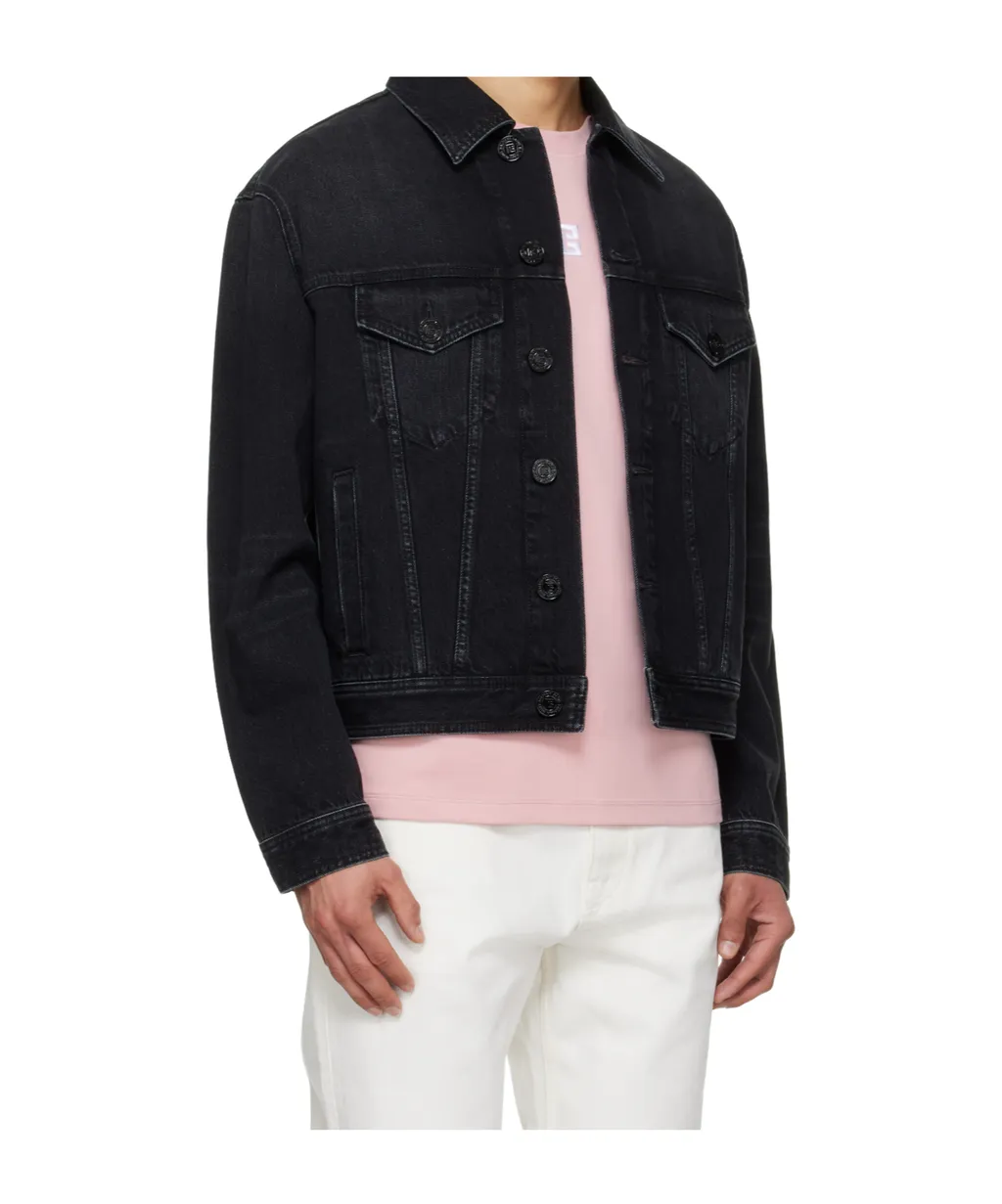 Balmain Collared Button-Up Denim Jacket