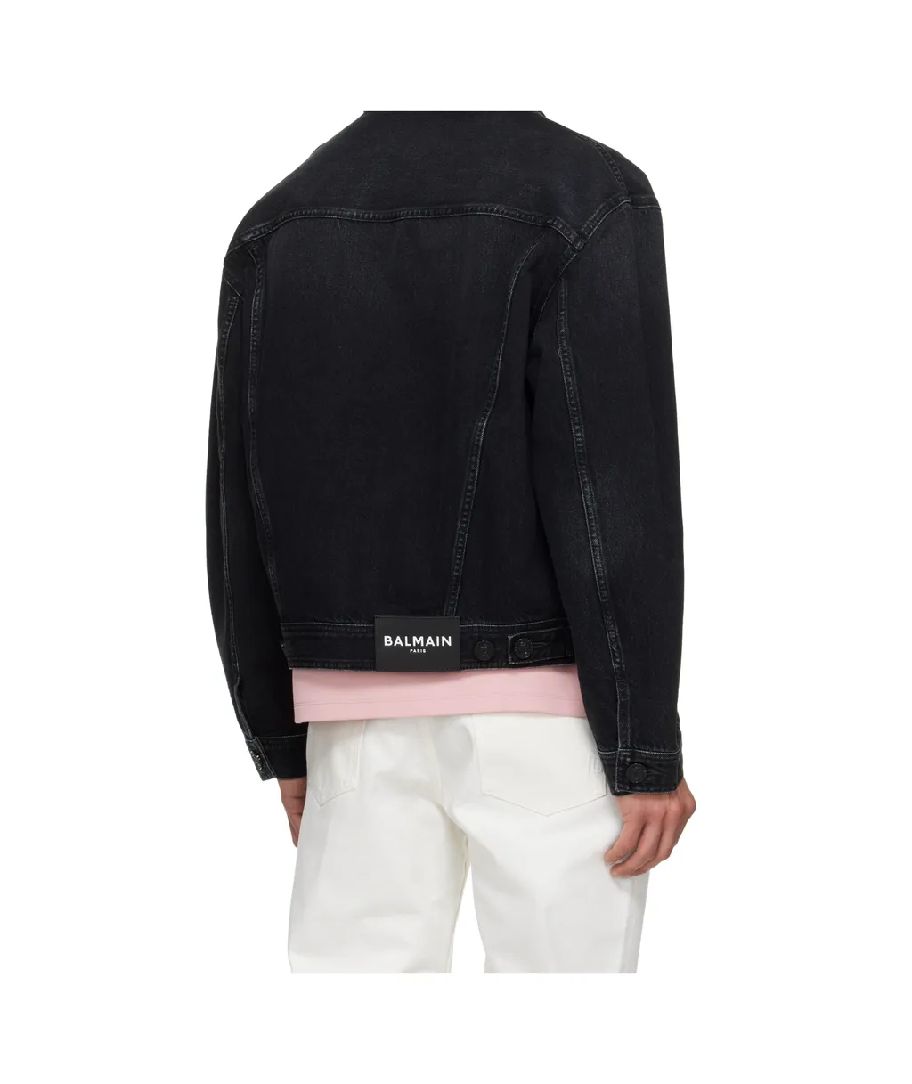 Balmain Collared Button-Up Denim Jacket