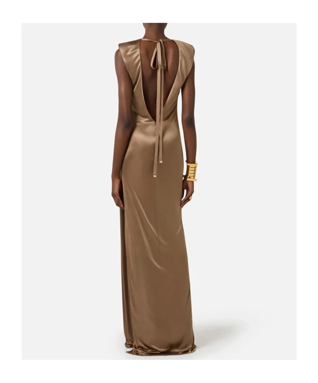 Elisabetta Franchi Open Back Sleeveless Red Carpet Dress