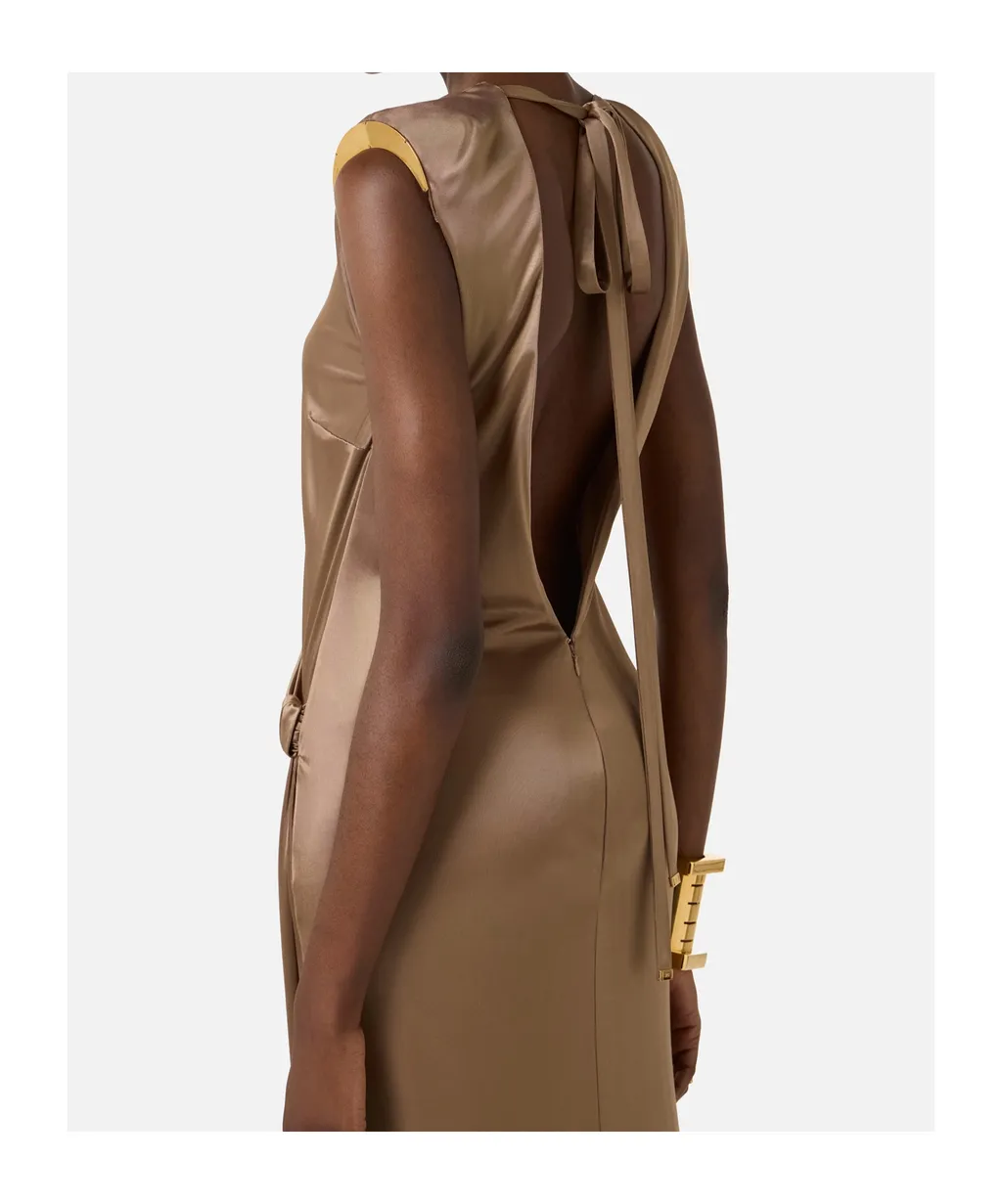 Elisabetta Franchi Open Back Sleeveless Red Carpet Dress