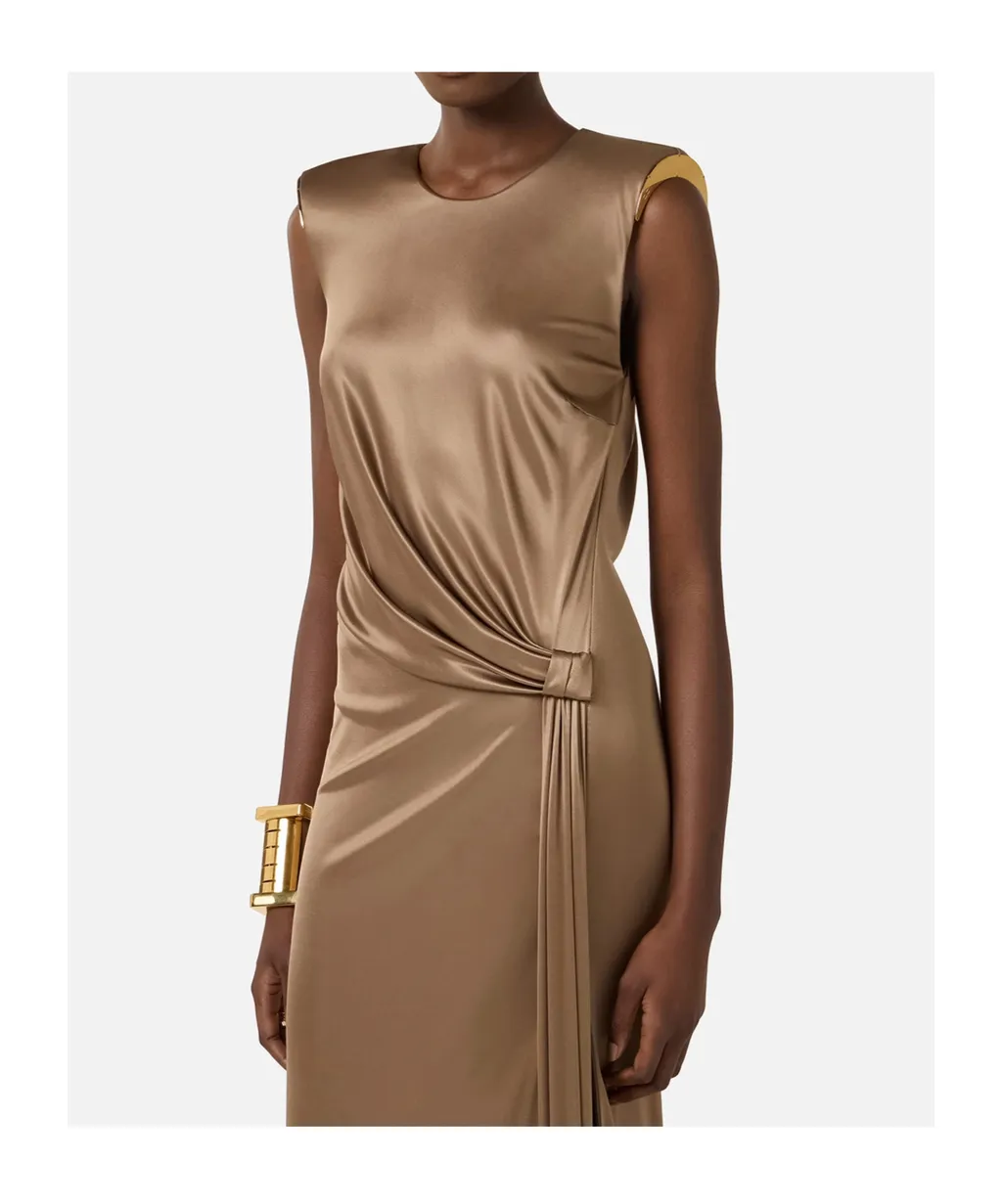 Elisabetta Franchi Open Back Sleeveless Red Carpet Dress