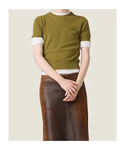 Miu Miu Logo-Embroidered Short-Sleeved Jumper