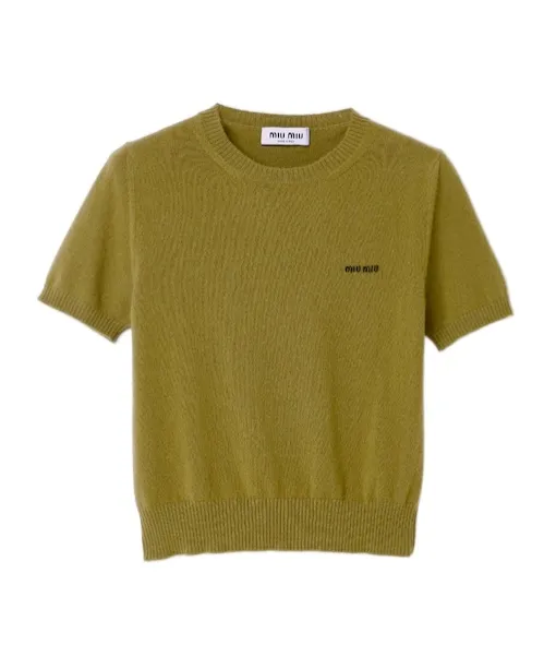 Miu Miu Logo-Embroidered Short-Sleeved Jumper