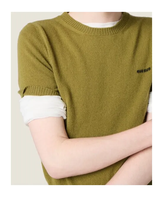 Miu Miu Logo-Embroidered Short-Sleeved Jumper