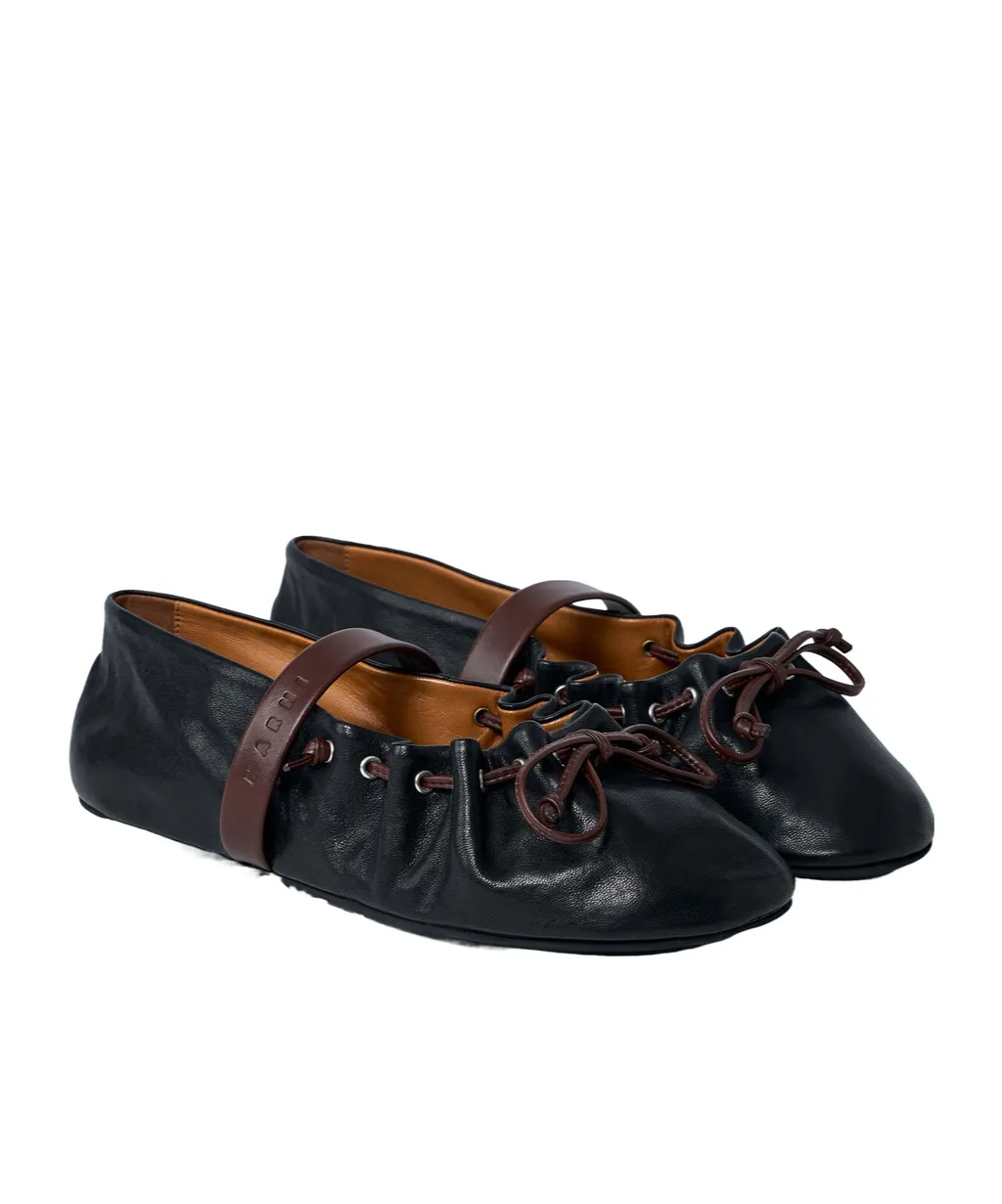 Marni Gathered Round-Toe Ballet Flats