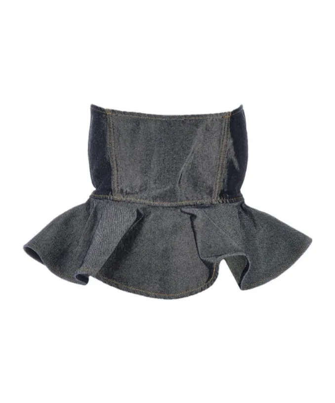 Ganni Bow Peplum Textured Top