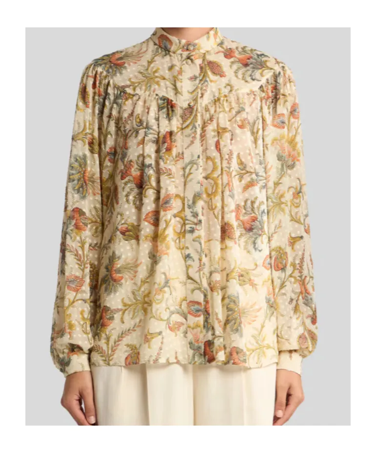 Etro Floral Motif Dotted Swiss Shirt