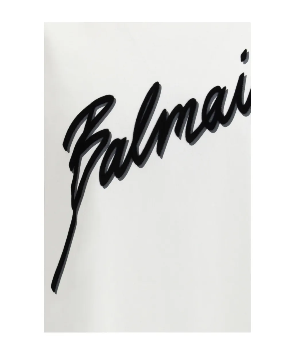 Balmain Flocked Logo Crewneck T-Shirt