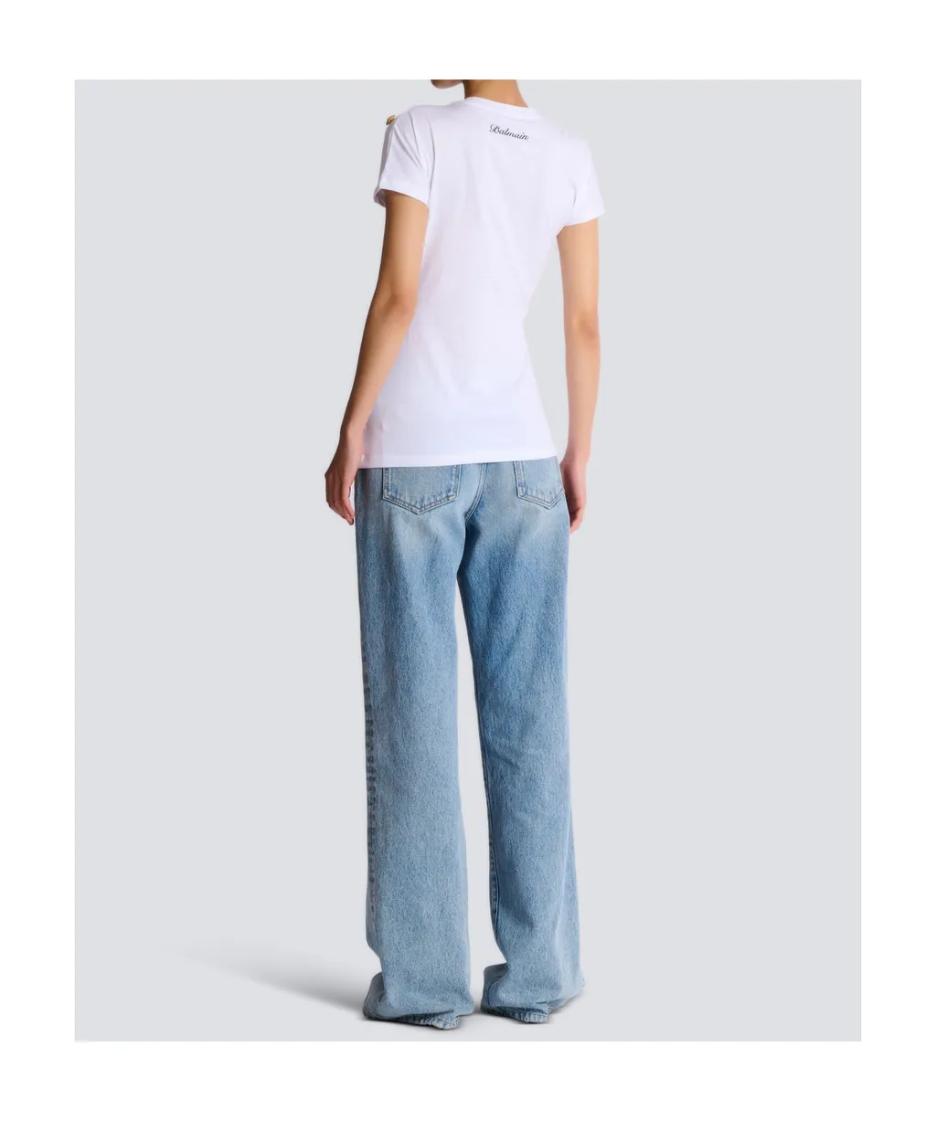 Balmain Buttons Draped T-Shirt