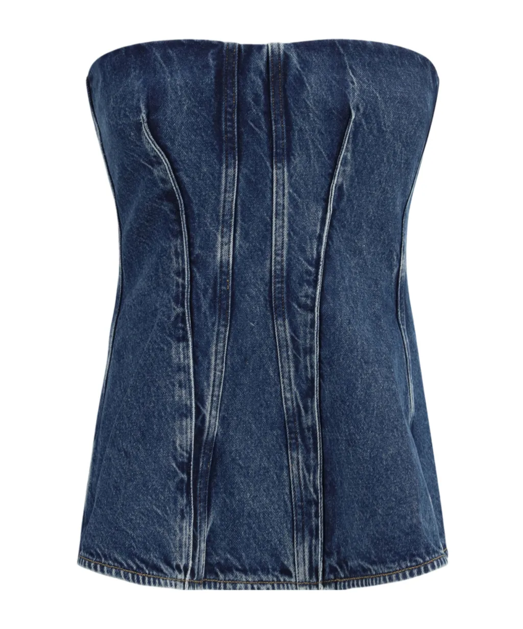 Agolde Lara Strapless Denim Top