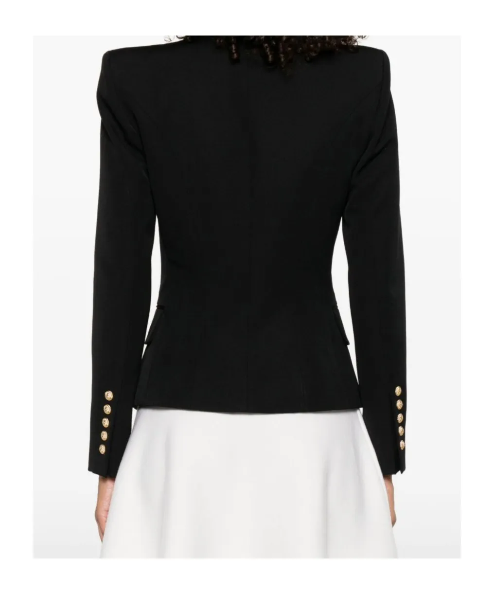 Balmain Double Breasted Fitted Grain De Poudre Jacket