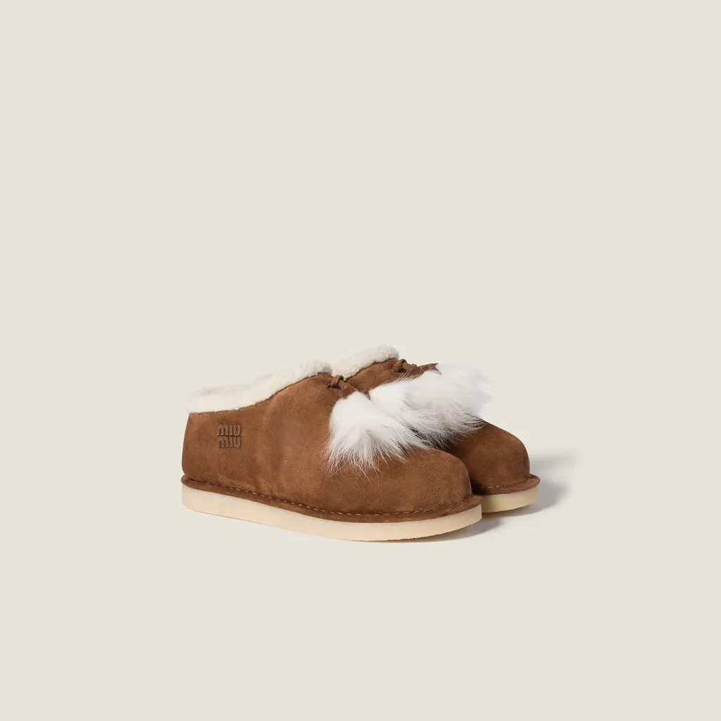 Suede And Shearling Mules