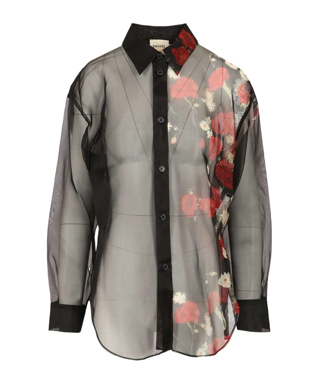 Khaite Floral Printed Long Sleeved Shirt