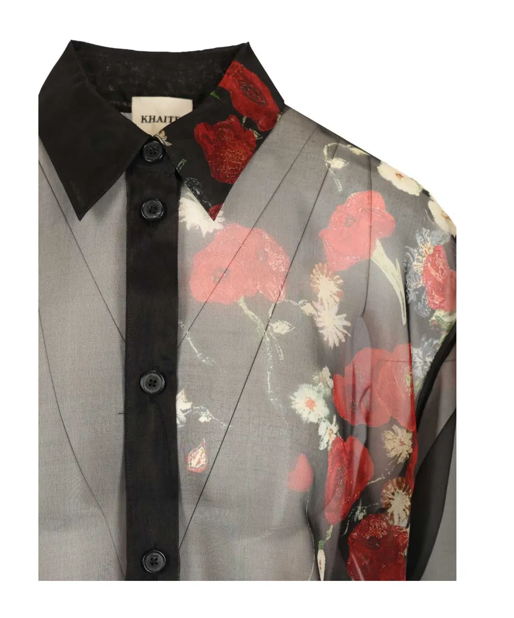 Khaite Floral Printed Long Sleeved Shirt