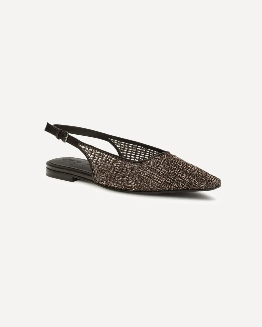 Brunello Cucinelli Precious Net Embroidery Slingback Flats