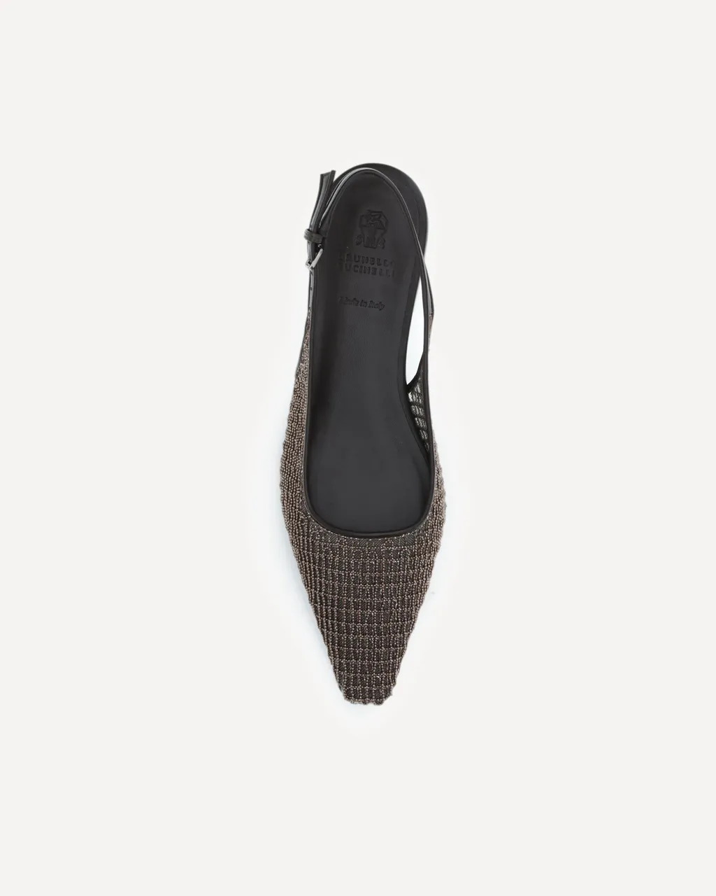 Brunello Cucinelli Precious Net Embroidery Slingback Flats