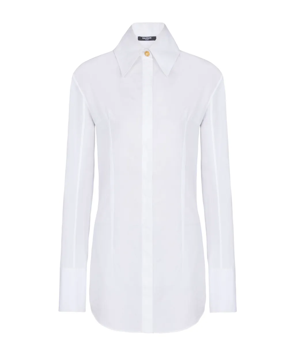 Balmain Button-Up Long-Sleeved Poplin Shirt