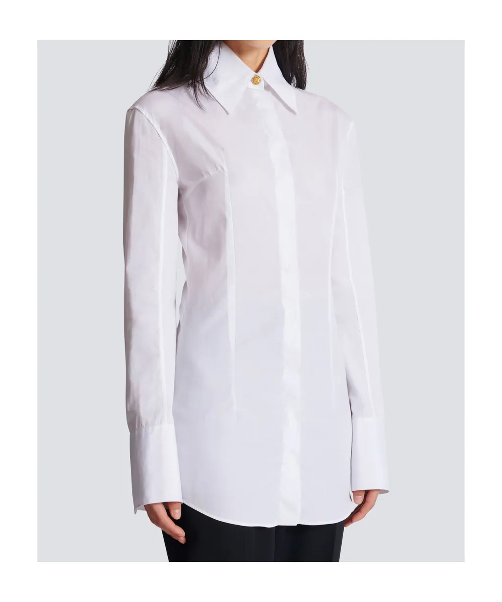 Balmain Button-Up Long-Sleeved Poplin Shirt