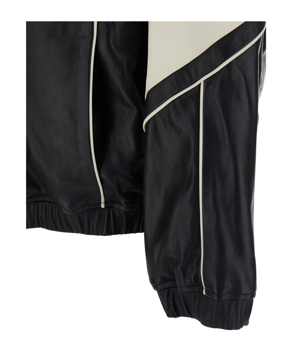 Amiri Maxi Logo High-Neck Zipped Leather Jacket
