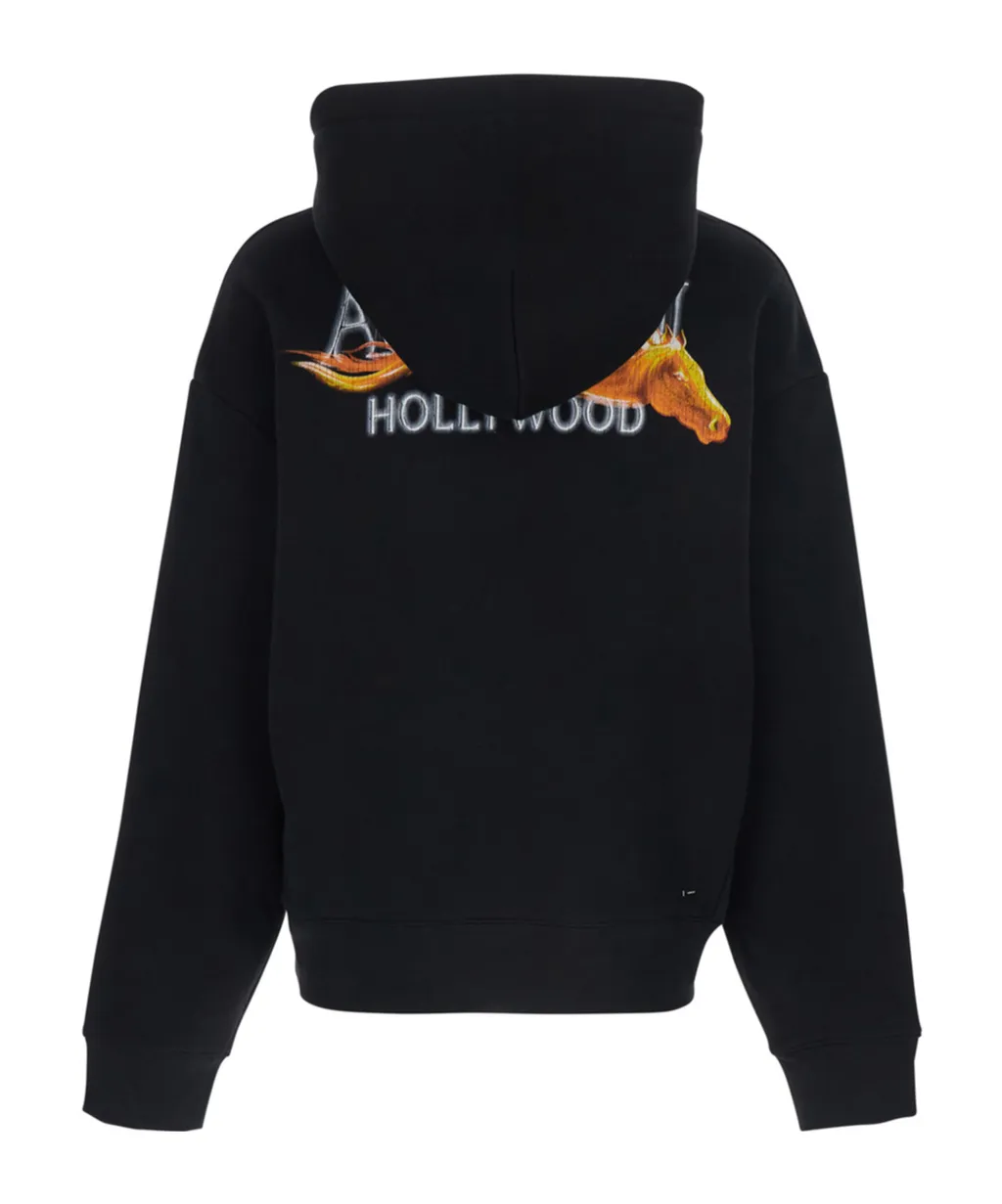 Amiri Logo Printed Kangaroo Pocket Hoodie