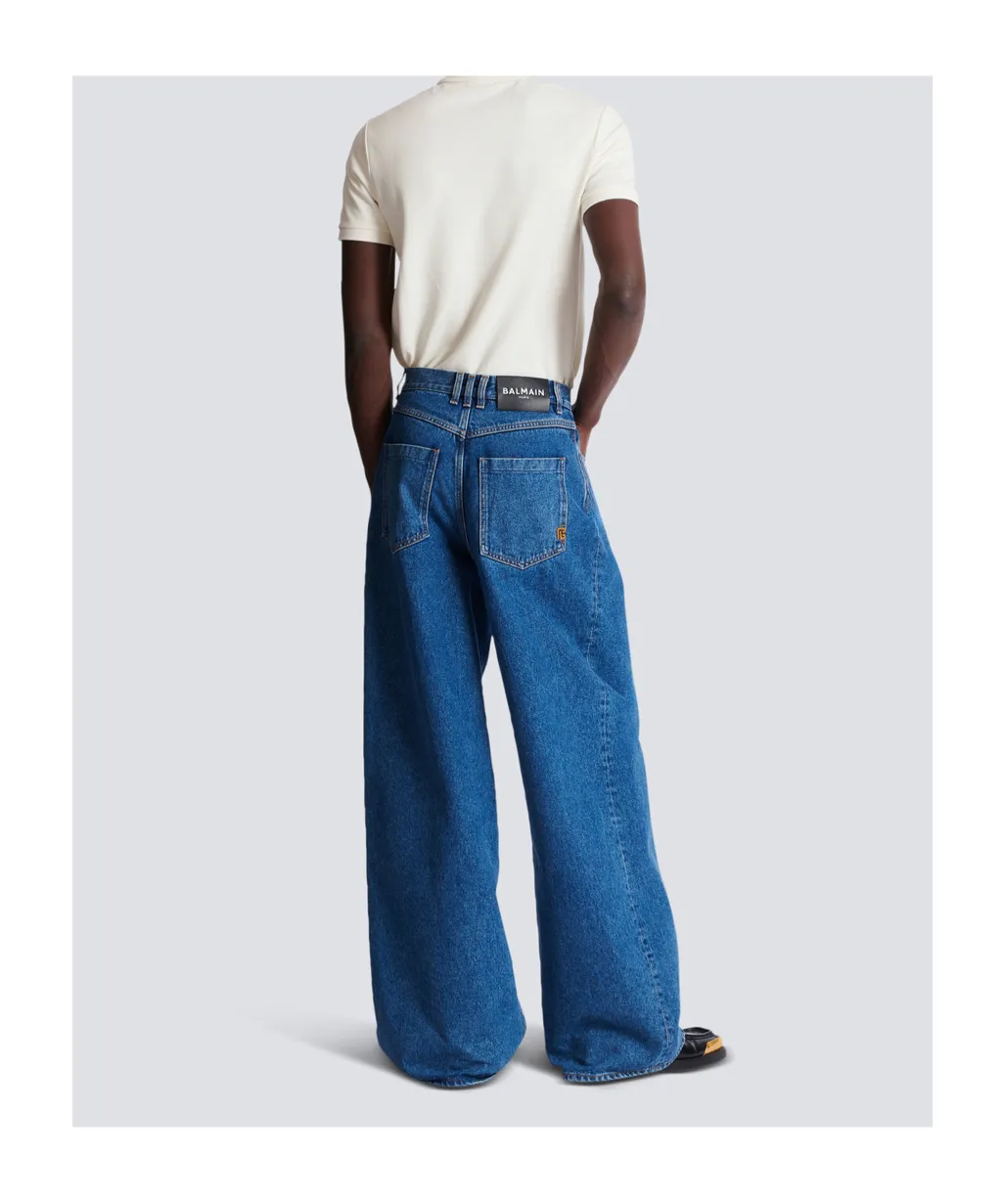Blue Denim Wide-Leg Jeans