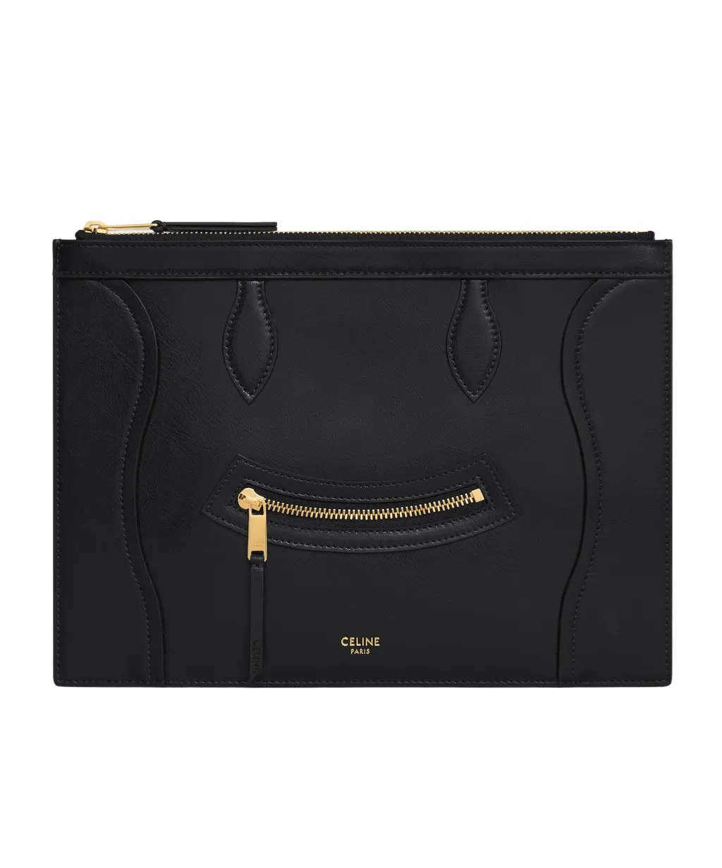 Medium Pouch In Glossy Calfskin