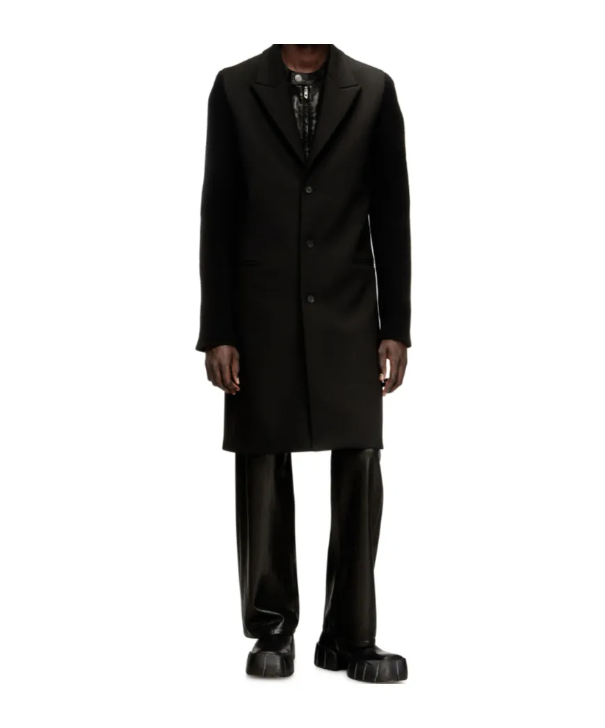 Coat In Tailoring Fabric And Ribbed Knit