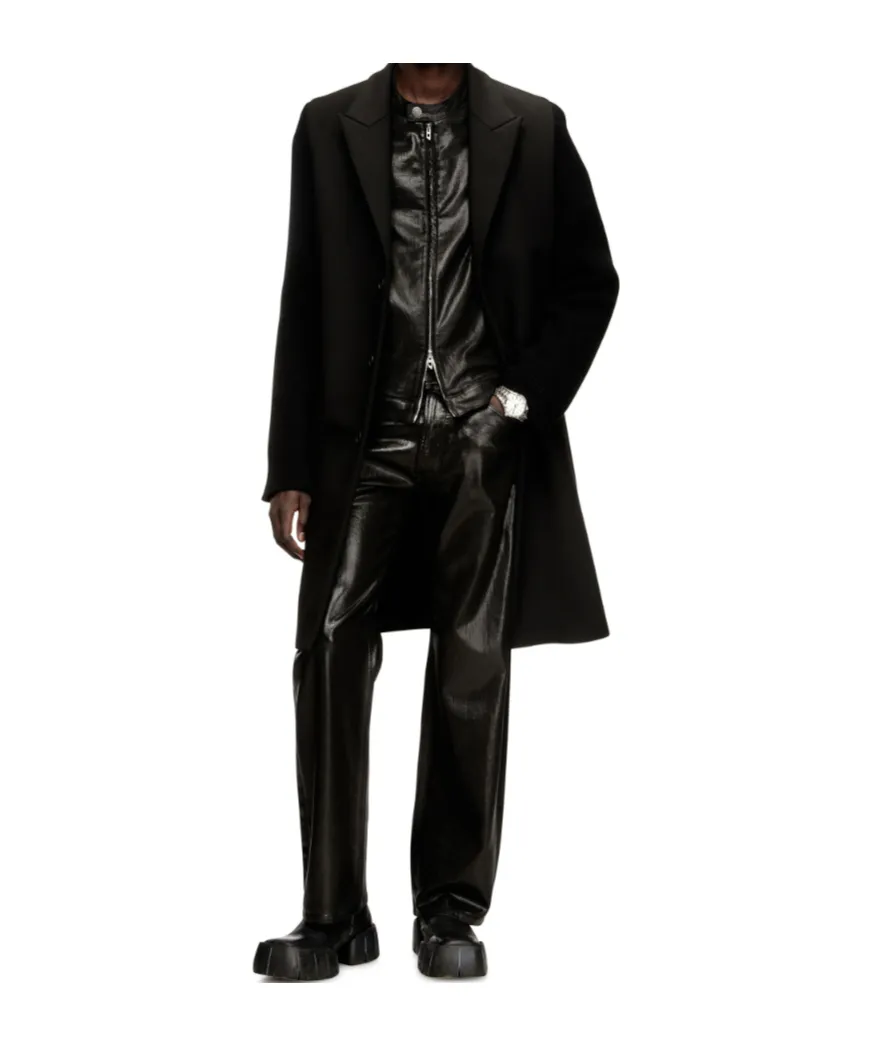 Coat In Tailoring Fabric And Ribbed Knit