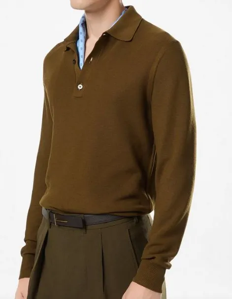 Long Sleeve Knitted Polo Shirt